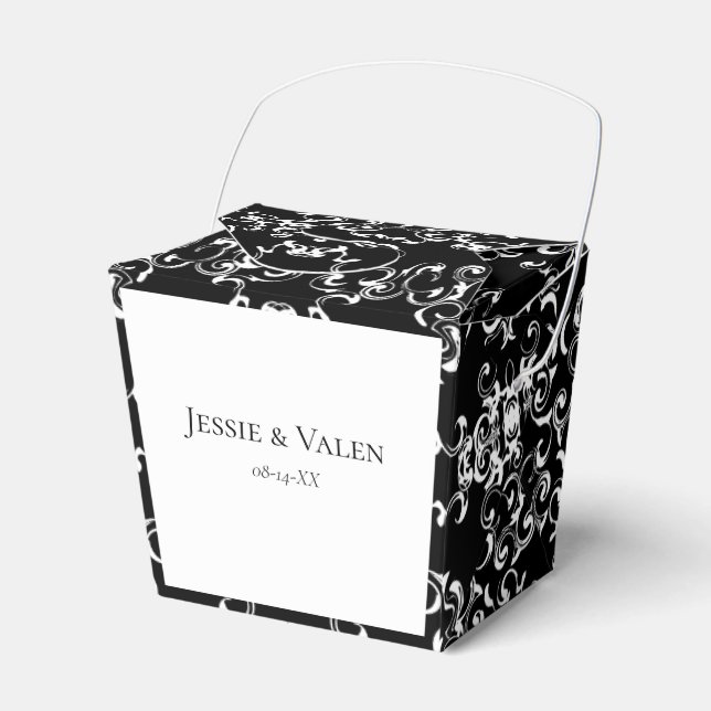 Black & White Swirl Gothic Wedding Favour Box (Front Side)