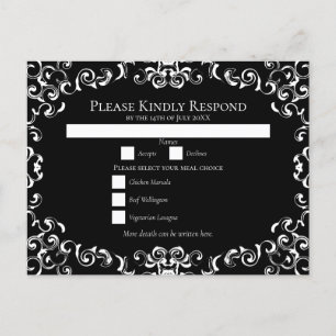 Black & White Swirl Gothic Wedding Holiday Postcard