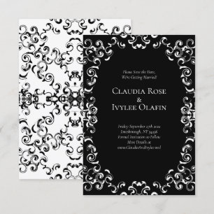 Black & White Swirl Gothic Wedding Invitation