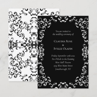 Black & White Swirl Gothic Wedding Invitation