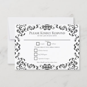 Black & White Swirl Gothic Wedding Invitation