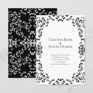 Black & White Swirl Gothic Wedding Invitation