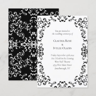 Black & White Swirl Gothic Wedding Invitation