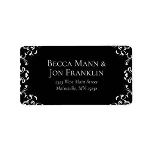 Black & White Swirl Gothic Wedding Label