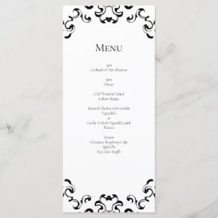 Black & White Swirl Gothic Wedding Menu