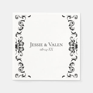 Black & White Swirl Gothic Wedding Napkin