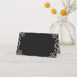 Black & White Swirl Gothic Wedding Place Card