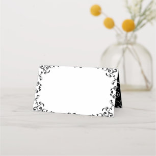 Black & White Swirl Gothic Wedding Place Card