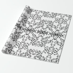 Black & White Swirl Gothic Wedding Wrapping Paper