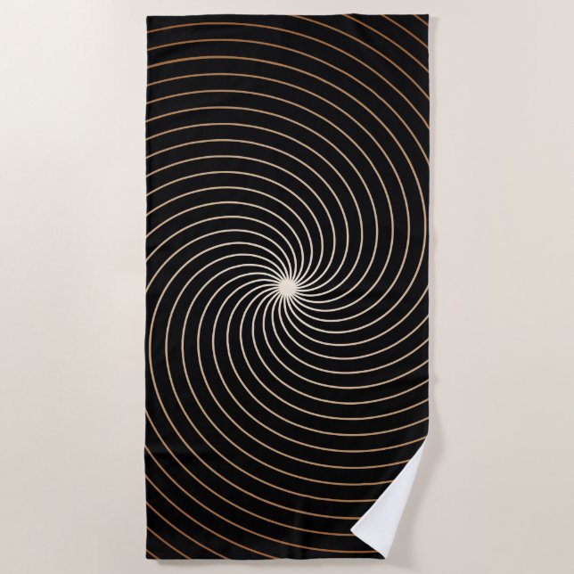 Black & White Swirl w/Tan Gradation Beach Towel (Front)