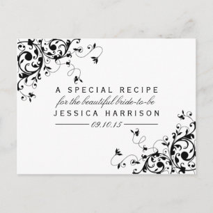 Black & White Swirls Bridal Shower Recipe Cards