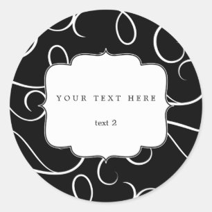 Black & White Swirls Elegant Favour Sticker