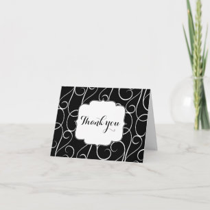 Black & White Swirls Elegant Thank You Card