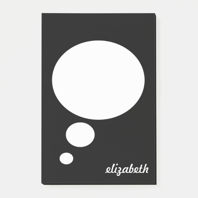 Black & White Talk Bubble Personalised Name Post-it Notes (Front)