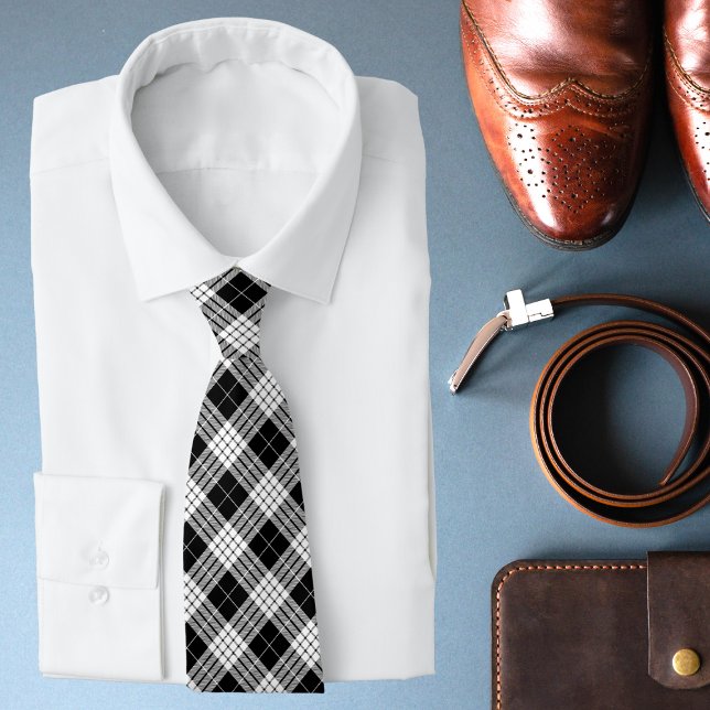 Black & White Tartan Chic Stylish Pattern Tie (Creator Uploaded)