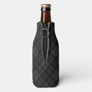 Black white tartan plaid winter Christmas pattern Bottle Cooler