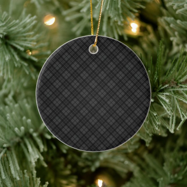 Black white tartan plaid winter Christmas pattern Ceramic Tree Decoration (Tree)