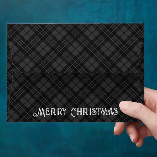 Black white tartan plaid winter Christmas pattern Envelope (Hand)