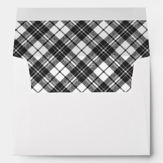 Black white tartan plaid winter Christmas pattern Envelope (Back (Bottom))