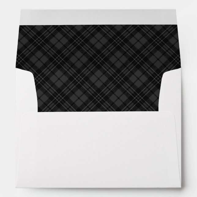 Black white tartan plaid winter Christmas pattern Envelope (Back (Bottom))