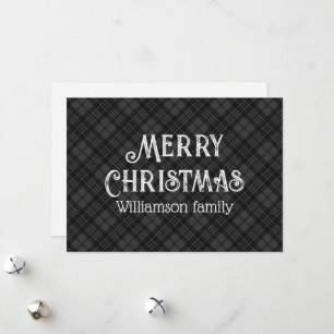 Black white tartan plaid winter Christmas pattern Holiday Card