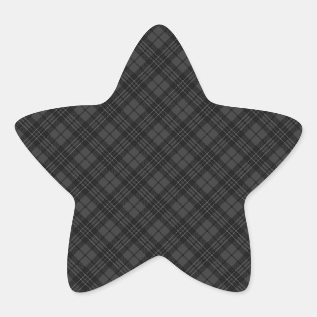 Black white tartan plaid winter Christmas pattern Star Sticker (Front)
