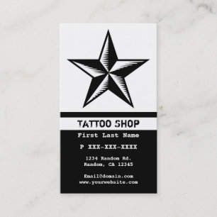 Black white tattoo star custom business cards