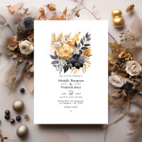 Black, White, Taupe Gold and Shimmery Gold Wedding