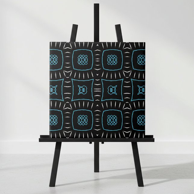 Black White & Teal Modern Geometric Pattern Tile (Creator Uploaded)