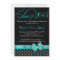 Black White Teal Polka Dot Graduation Invitation