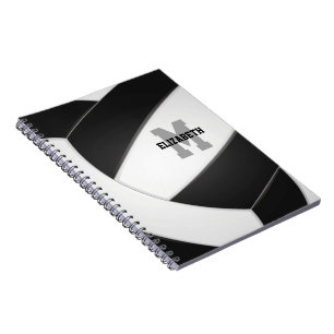 black white team colours girls boys volleyball notebook