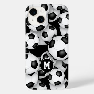 Black white team colours kids soccer balls pattern Case-Mate iPhone 14 case