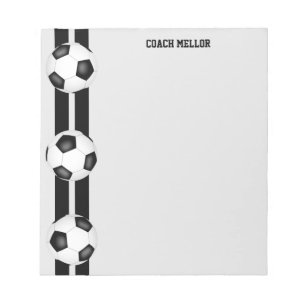 black white team colours soccer coach custom notepad