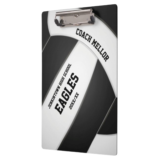 black white team colours volleyball coach clipboard (Left)