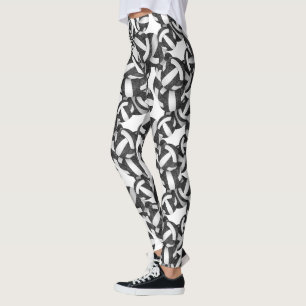 black white team colours volleyballs pattern leggings
