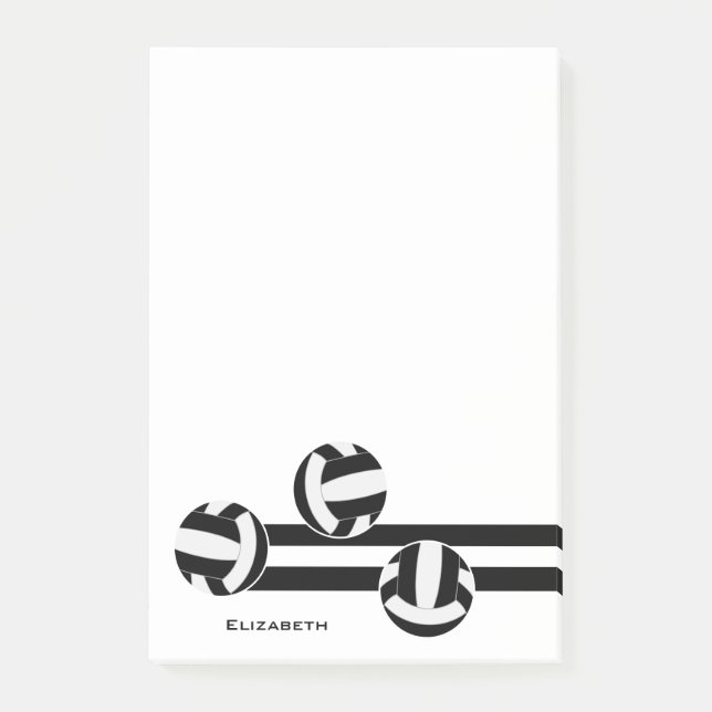 black white team colours volleyballs stripes post-it notes (Front)