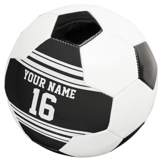 Black White Team Jersey Custom Number Name Football (Three Quarter)