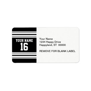 Black White Team Jersey Custom Number Name Label