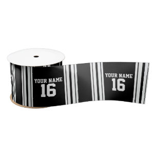 Black White Team Jersey Custom Number Name Satin Ribbon