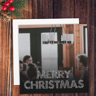 Black & White Team Photo Merry Christmas Business Holiday Card