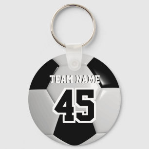 Black & White Team Soccer Ball Key Ring