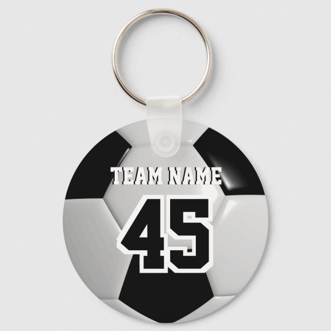 Black & White Team Soccer Ball Key Ring (Front)