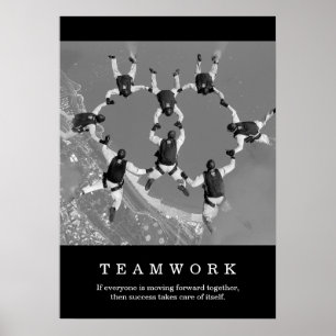 Black White Teamwork Motivational Inspirational Poster