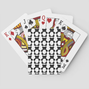 Black white teddy bear pattern playing cards