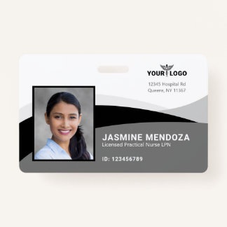 Black White Template Business Logo Photo Name ID ID Badge