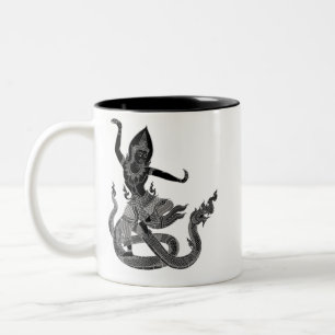 black white thai dragon and angel Two-Tone coffee mug