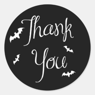 Black & White Thank You Bats Halloween Sticker