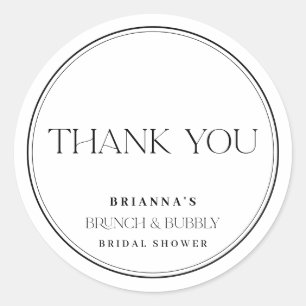Black & White Thank You Brunch & Bubbly Classic Round Sticker