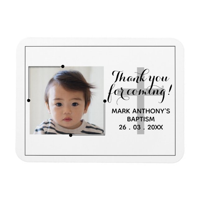 Black+White THANK YOU FOR COMING! Baptism Magnet (Horizontal)