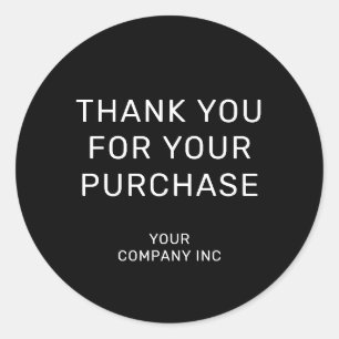 Black & White Thank You for Your Purchase Sticker